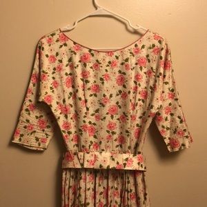 Late 60s pink and white rose cotton sundress